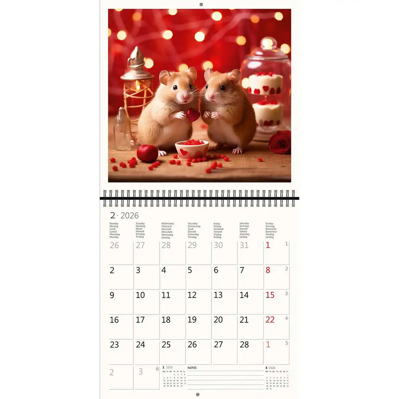 2026 Kalender schreiben 30 x 30 Hamster Spaß