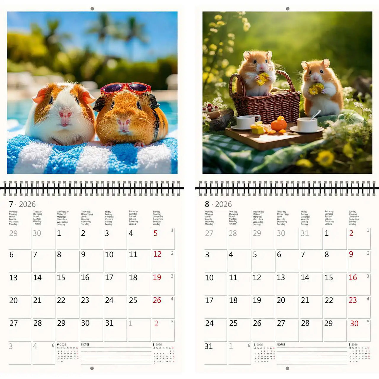 2026 Kalender schreiben 30 x 30 Hamster Spaß