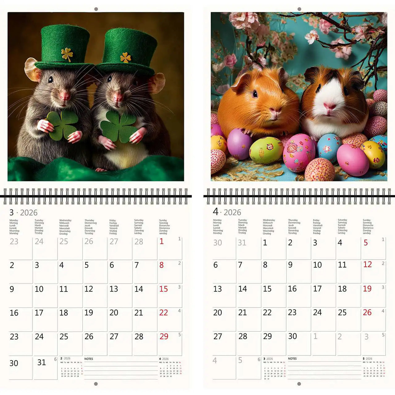 2026 Kalender schreiben 30 x 30 Hamster Spaß