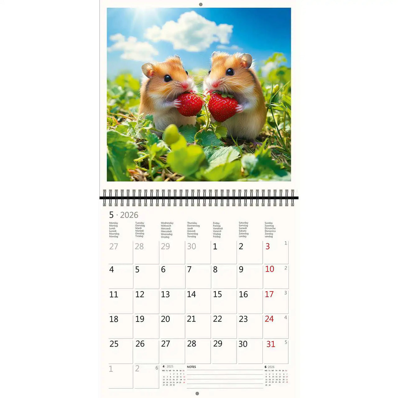 2026 Kalender schreiben 30 x 30 Hamster Spaß