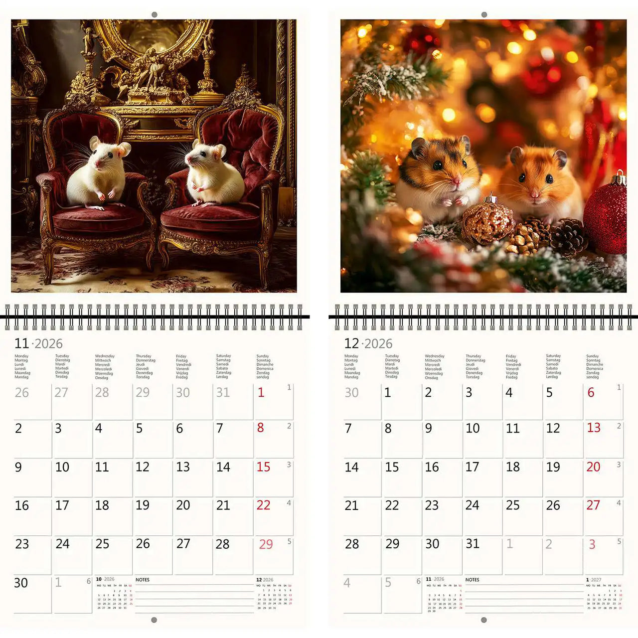 2026 Kalender schreiben 30 x 30 Hamster Spaß