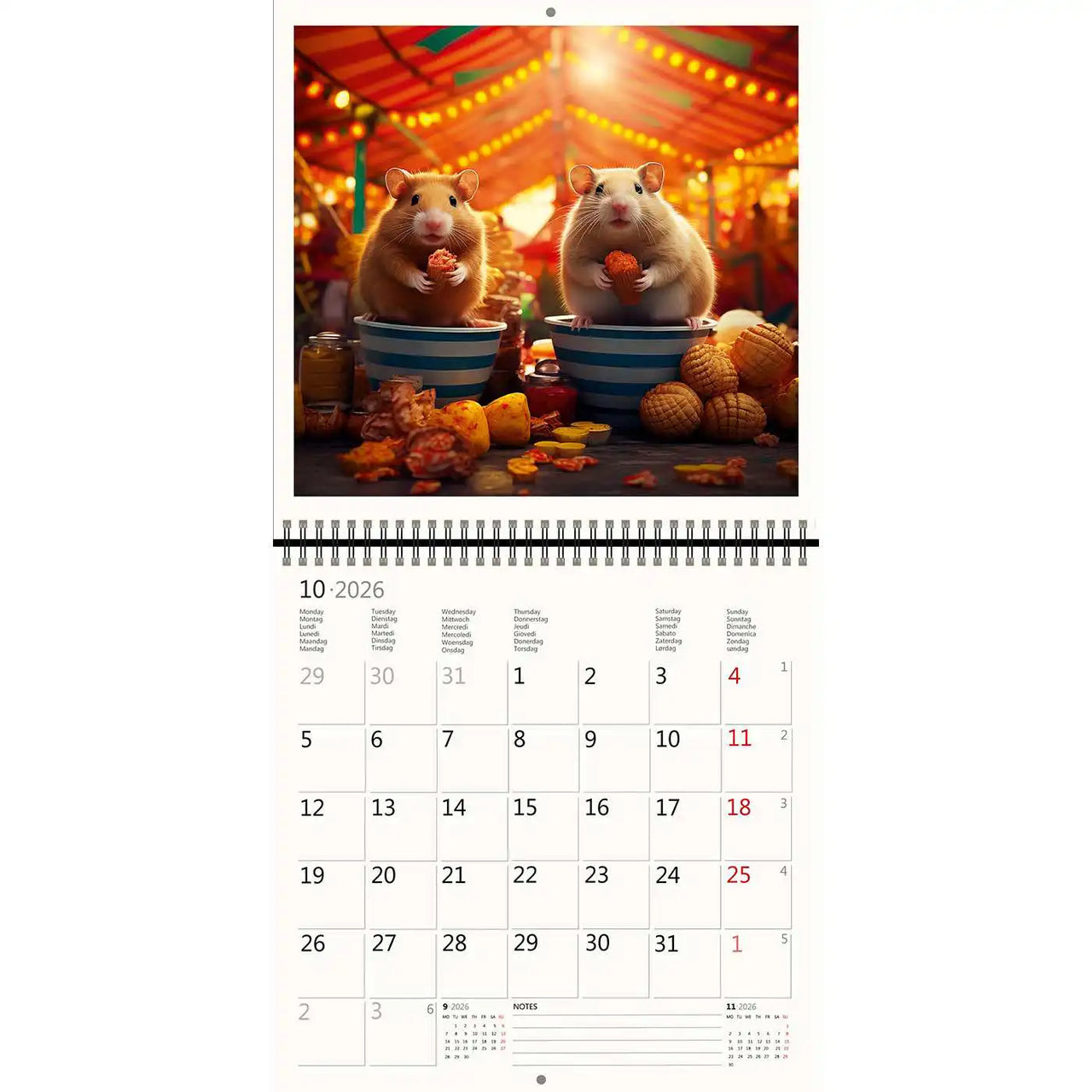 2026 Kalender schreiben 30 x 30 Hamster Spaß