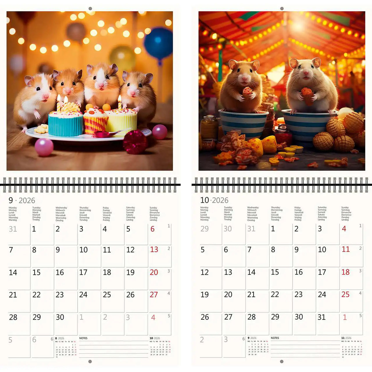 2026 Kalender schreiben 30 x 30 Hamster Spaß