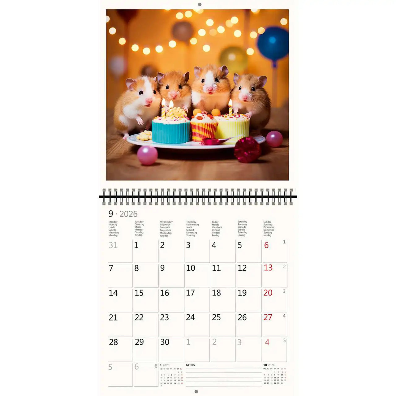 2026 Kalender schreiben 30 x 30 Hamster Spaß