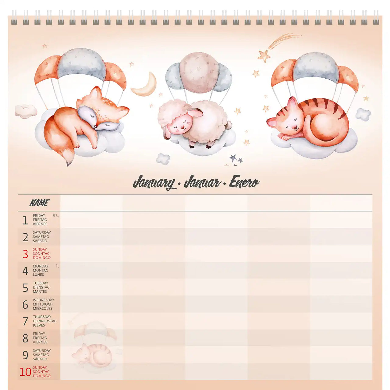 2026 Kalender schrijven 30 x 30 Family Planner - gratis