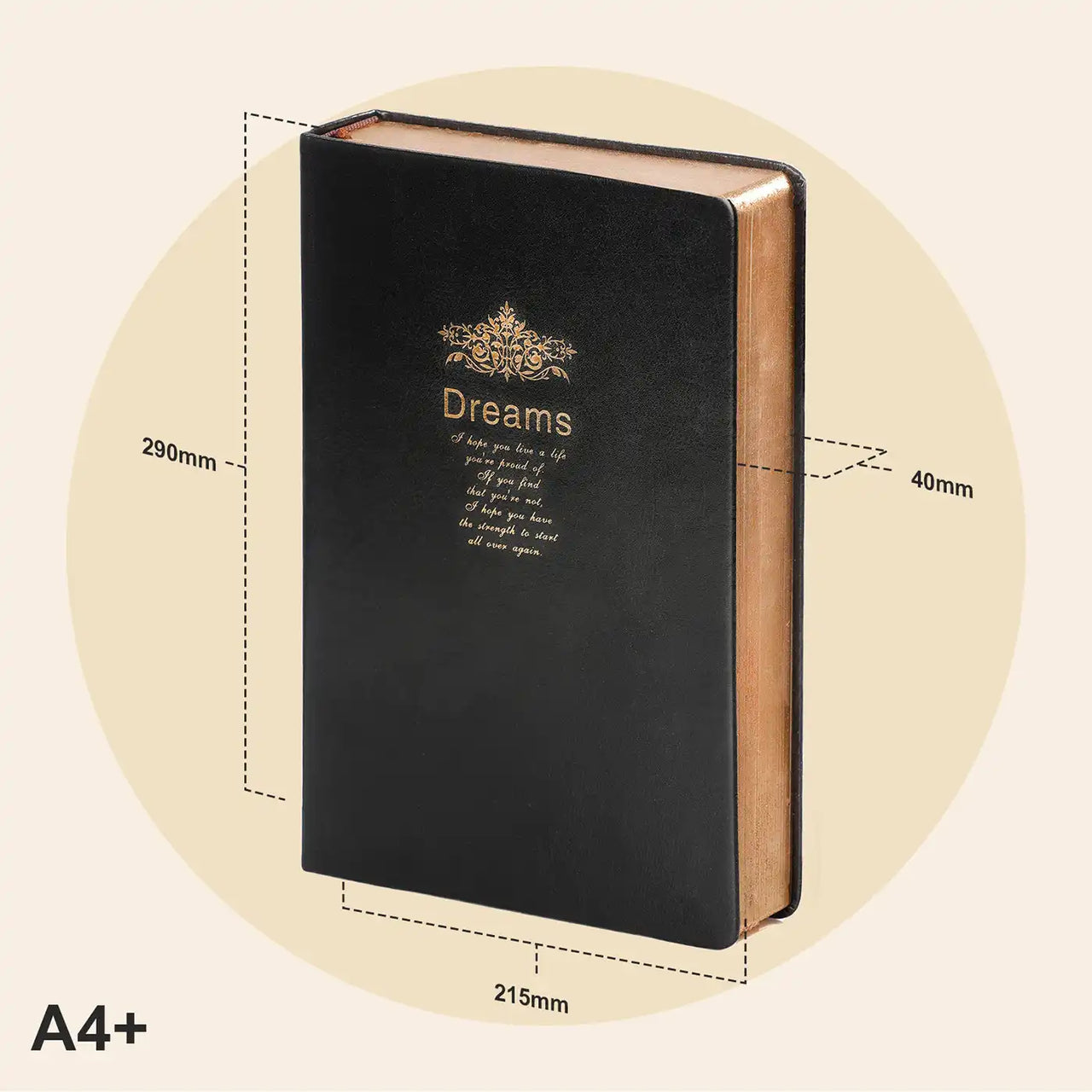 D6030 Kalpa Dreams A4 Vintage Leather Journal Extra Tick Gold Trim