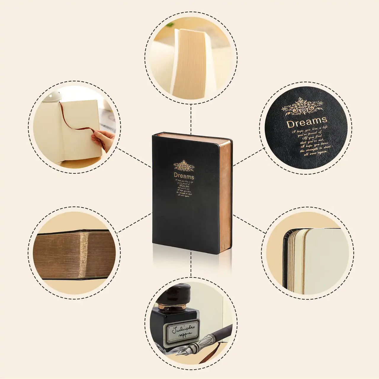 D6040 Kalpa Dreams A5 Notebook Poem Extra Tick Gold Trim