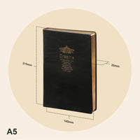 D6045 Kalpa Dreams A5 altes Tagebuch Goldtrim schwarz