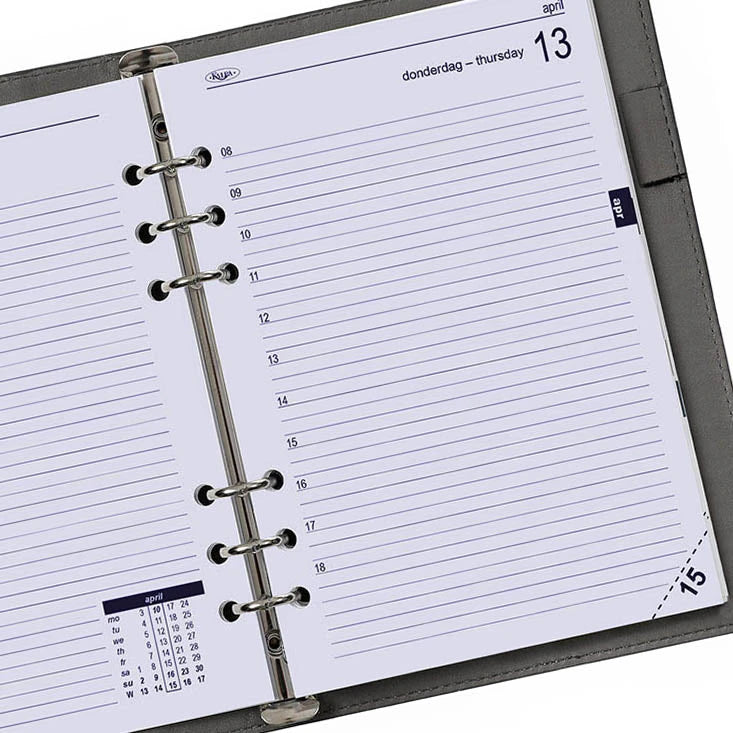 Planner openen met een Dagelijks indeling op een witte achtergrond