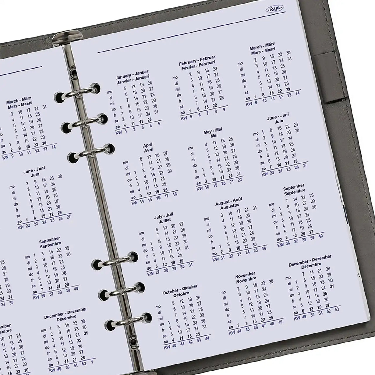 Refill for A5 organizer - 210 x 144 mm - Year Calendar View
