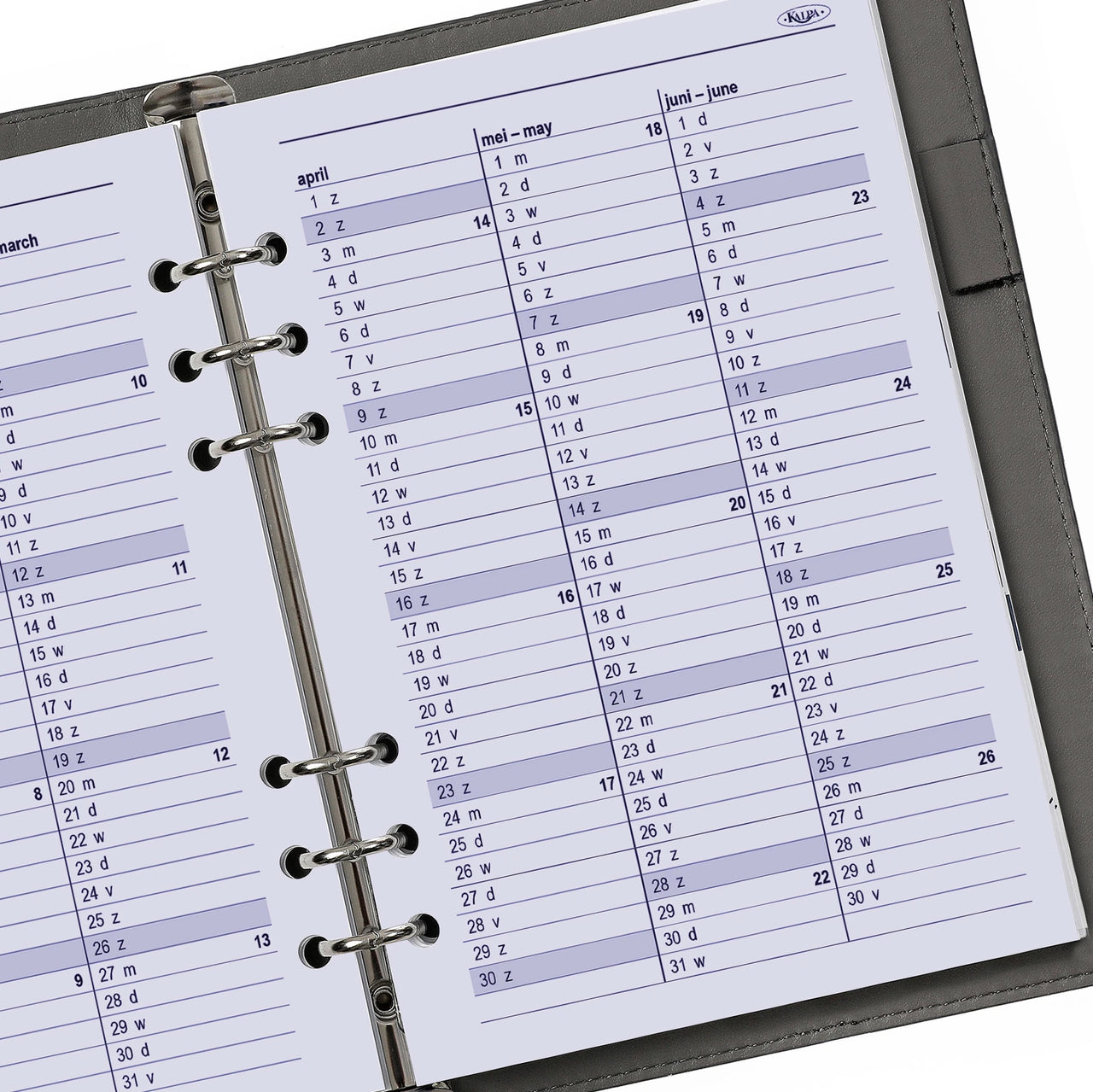 6207-26-27 210 x 144 mm A5 6 Ringband Inzetstukken 1 Week per 2 Paginas 2026 2027