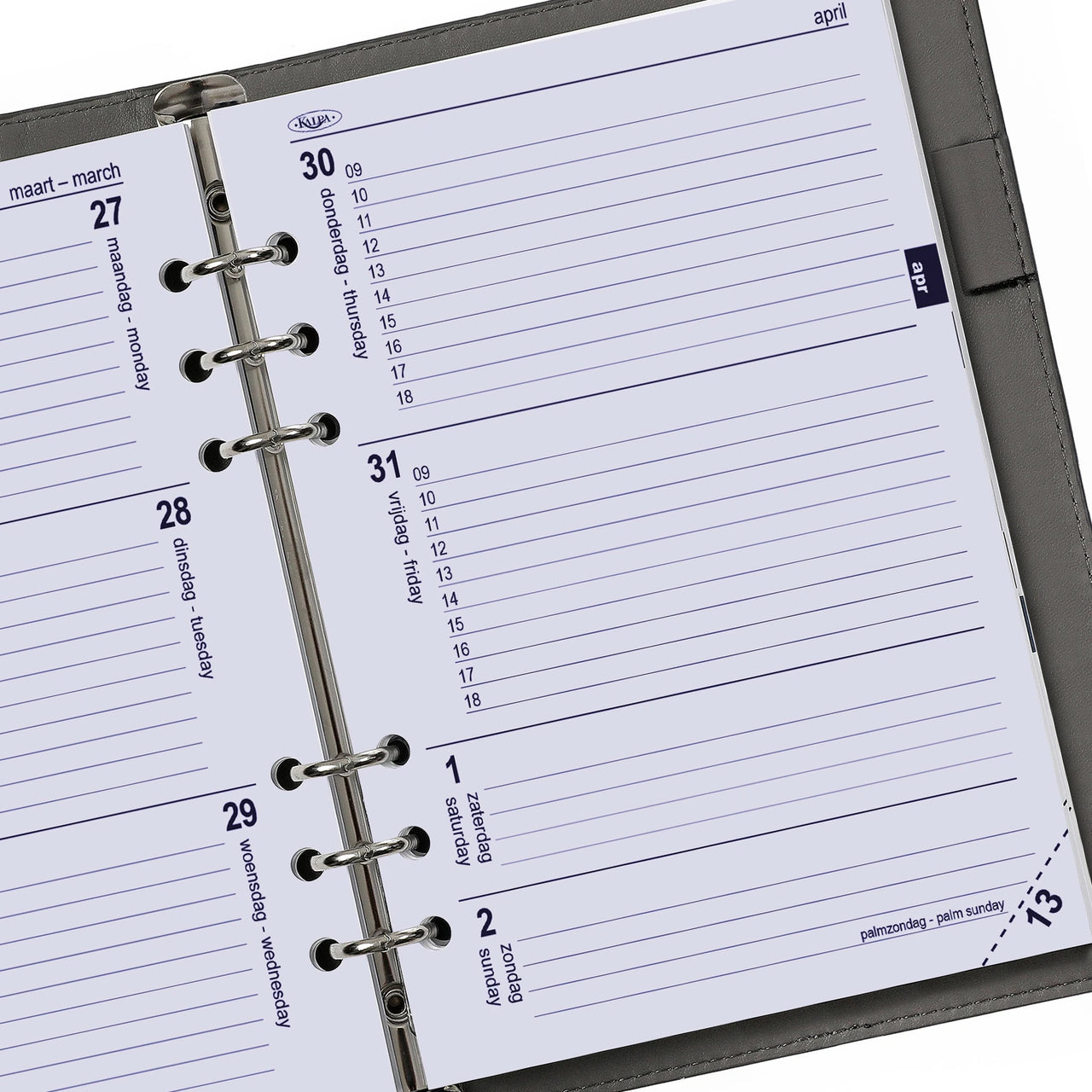 6207-27 210 x 144 mm A5 Agenda Organizer Vulling NL en EN 2027