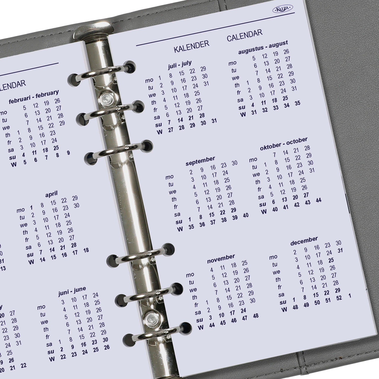 6217-27 170 x 95 mm Personal Agenda Binder Refills Week NL EN 2027
