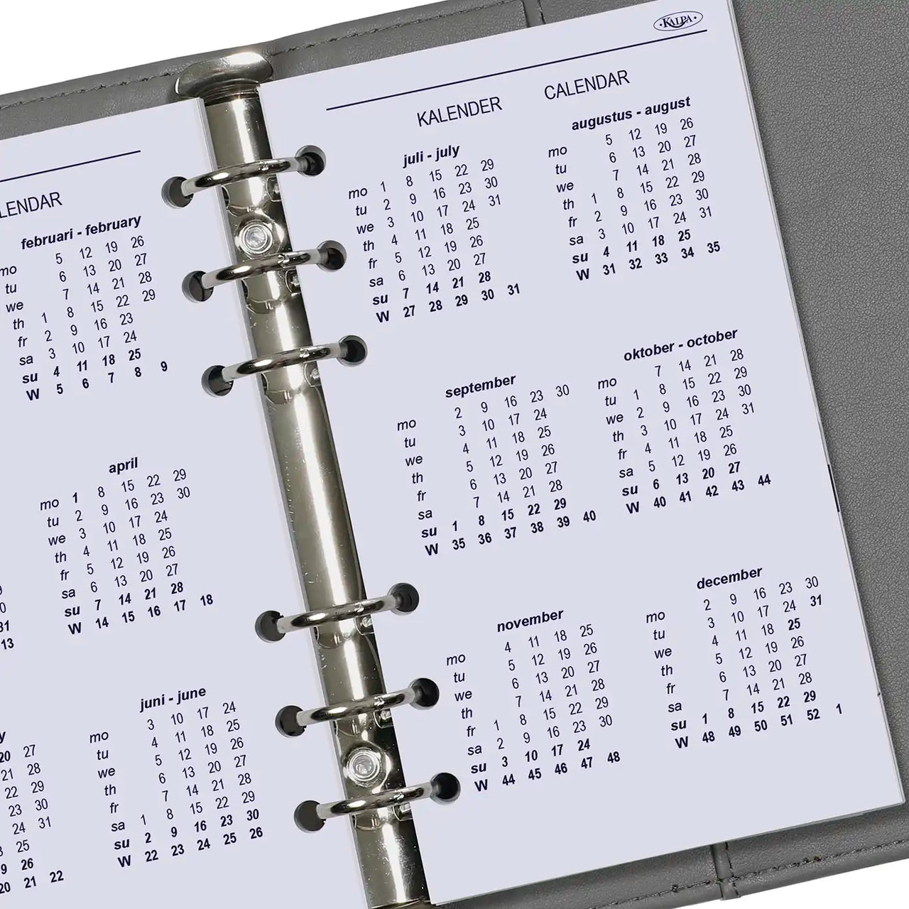 Refill for Personal organizer - 170 x 95 mm - Year Calendar View