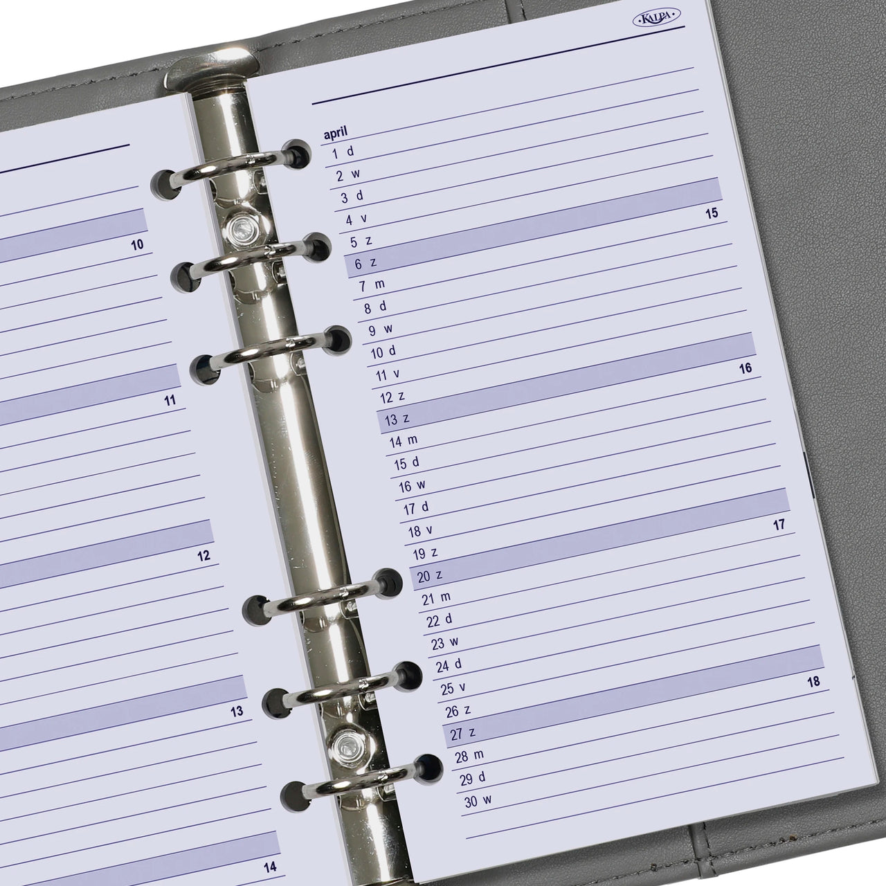 6217-27 170 x 95 mm Personal Agenda Binder Refills Week NL EN 2027