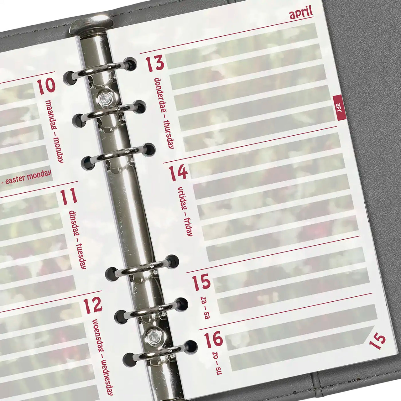Refill with flowe rand insect motive for Personal organizer - 170 x 95 mm - Agenda 1 week per 2 pages