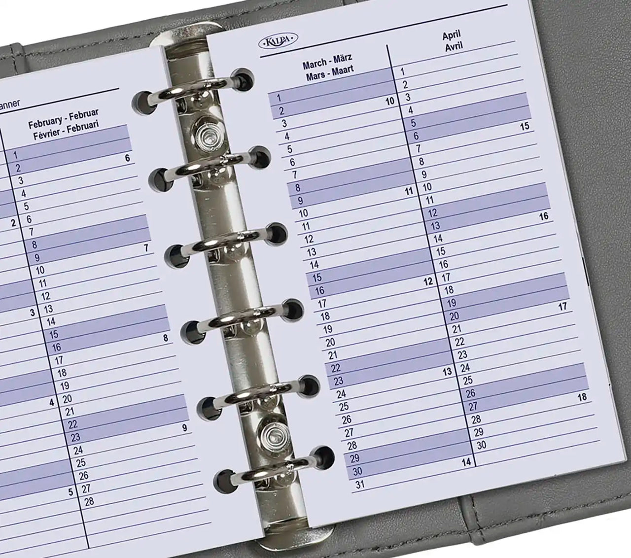 Refill for Pocket organizer - 125 x 80 mm - Extra yearplanner current year