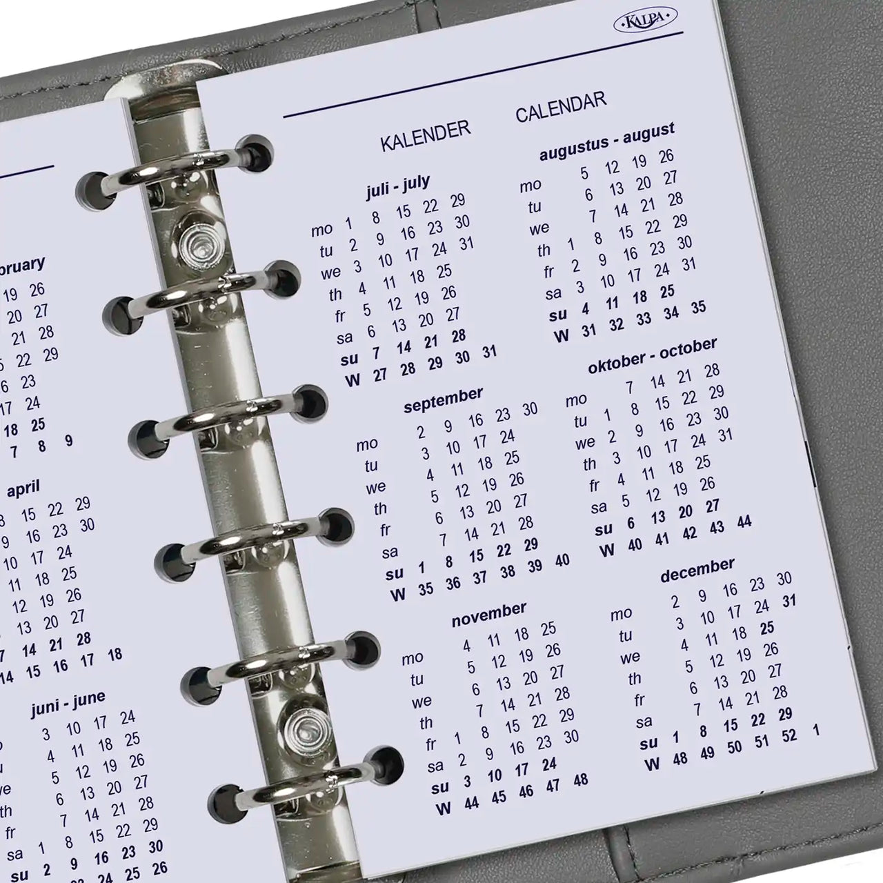 Refill for Pocket organizer - 125 x 80 mm - Year Calendar View