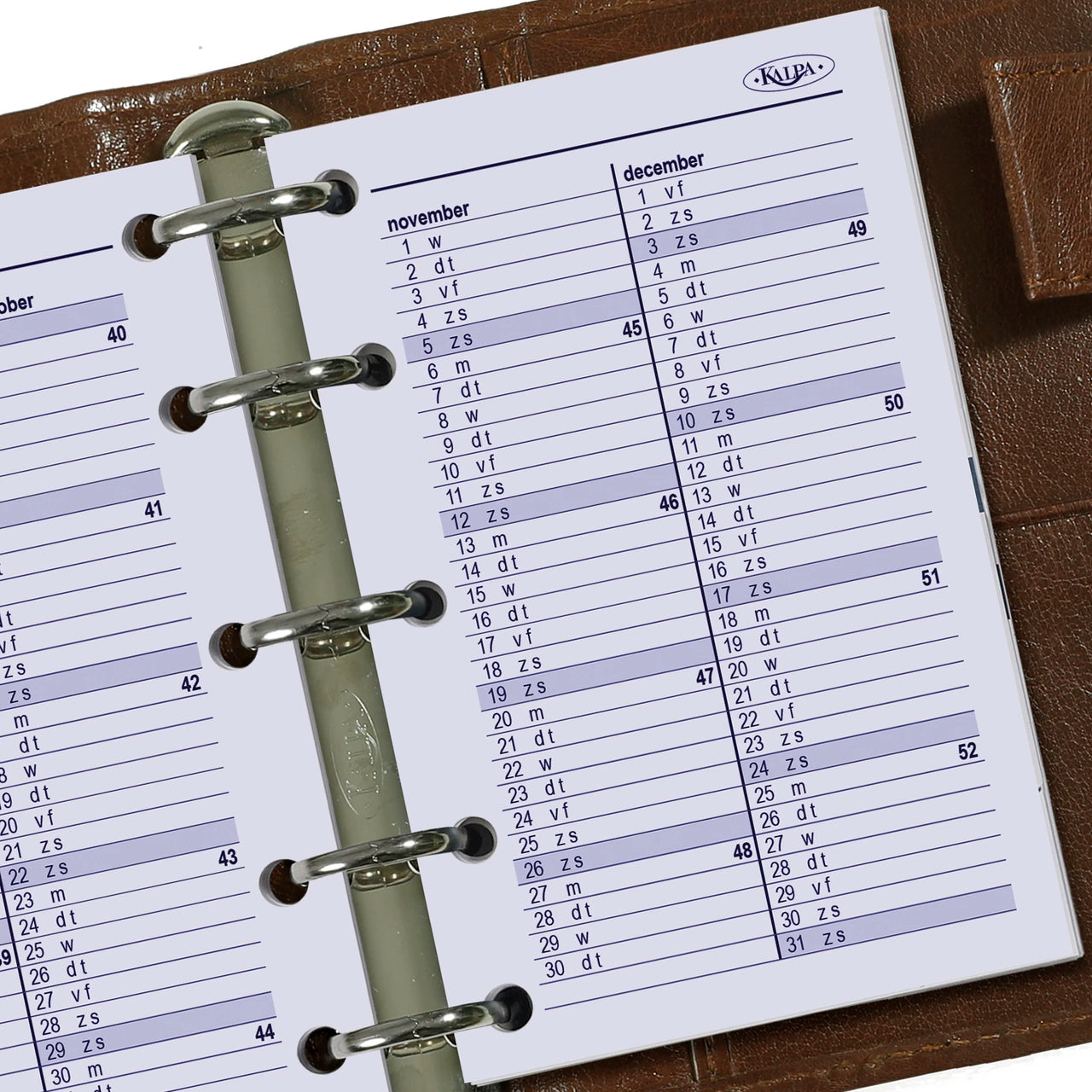 6247-26-27-28 104 x 68 mm Mini Agenda Organizer Refills Week NL EN 2026 2027 2028