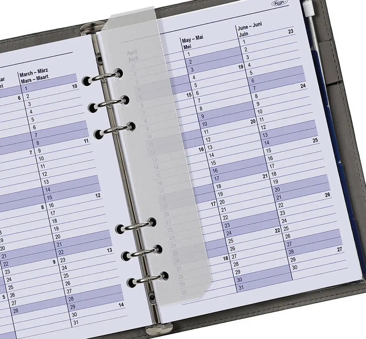 Complete refill with tabsheets, page separator, adddress set and agenda for A5 organizer - 210 x 144 mm - Extra yearplanner current year