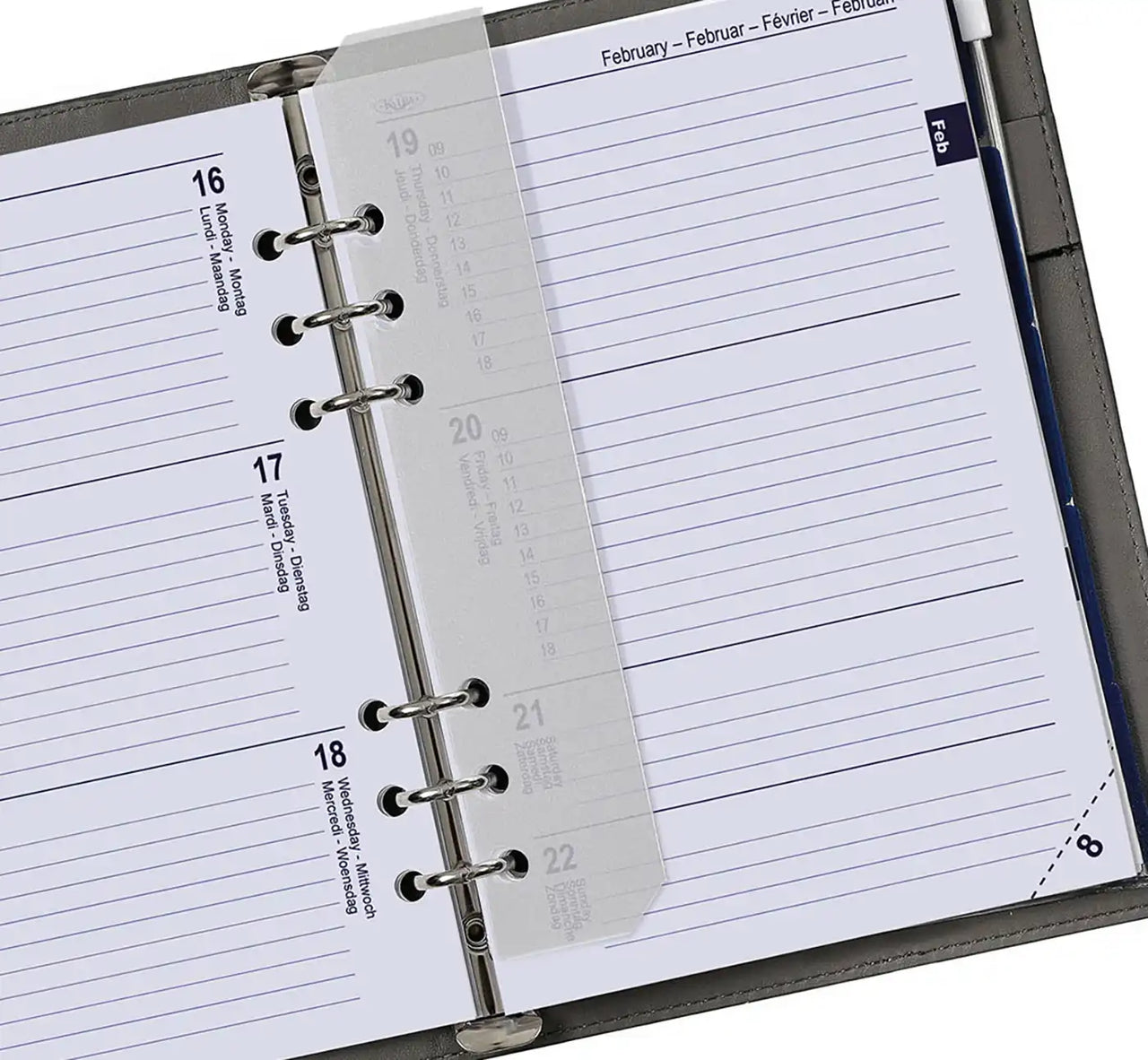 Complete refill with tabsheets, page separator, adddress set and agenda for A5 organizer - 210 x 144 mm - Agenda 1 week per 2 pages