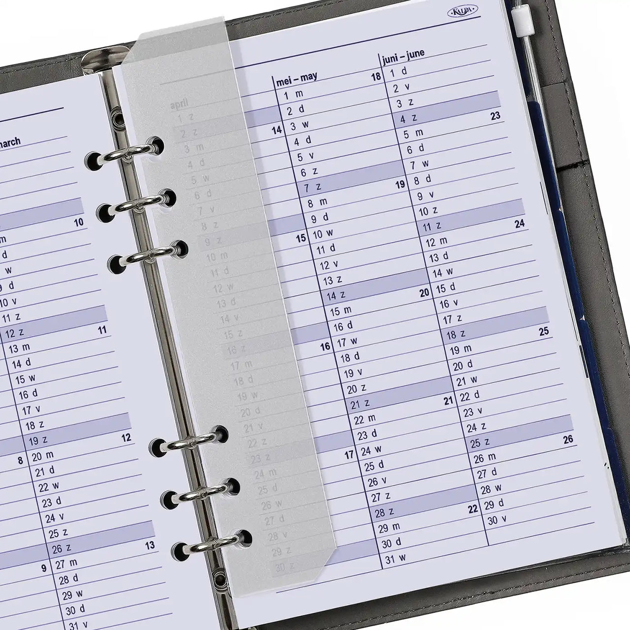 Complete refill with tabsheets, page separator, adddress set and agenda for A5 organizer - 210 x 144 mm - Extra yearplanner current year