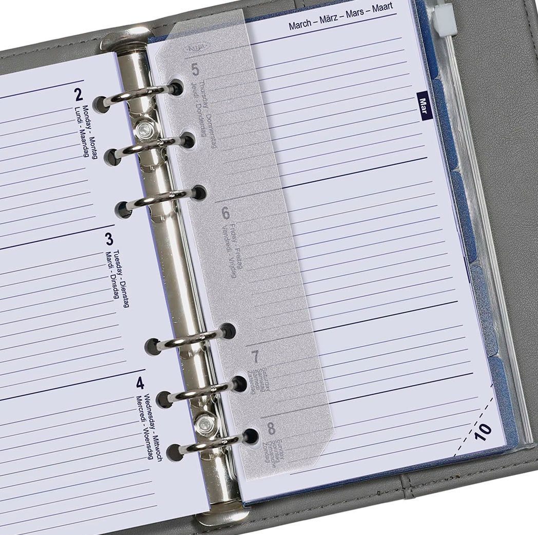 Close-up van een planner met een ringbandsysteem