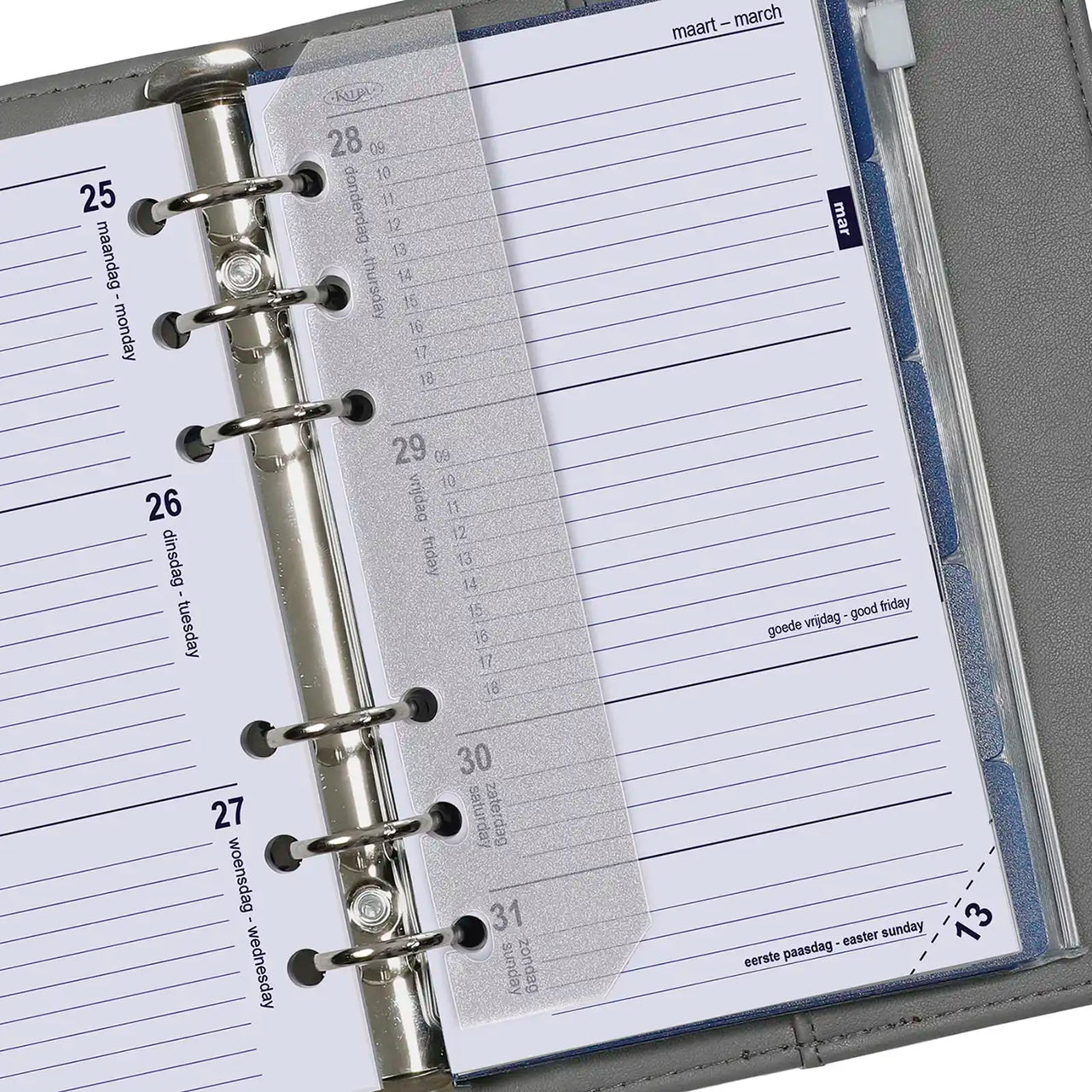 Complete refill with tabsheets, page separator, adddress set and agenda for Personal organizer - 170 x 95 mm - Agenda 1 week per 2 pages