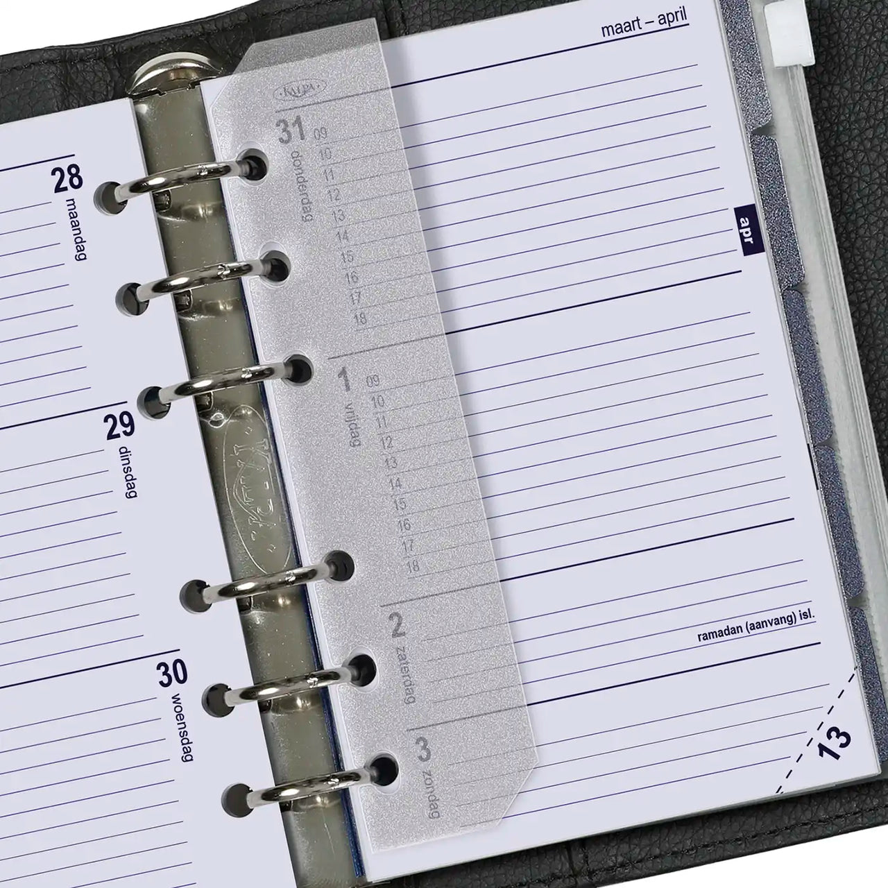 Complete refill with tabsheets, page separator, adddress set and agenda for Senior organizer - 150 x 95 mm - Agenda 1 week per 2 pages