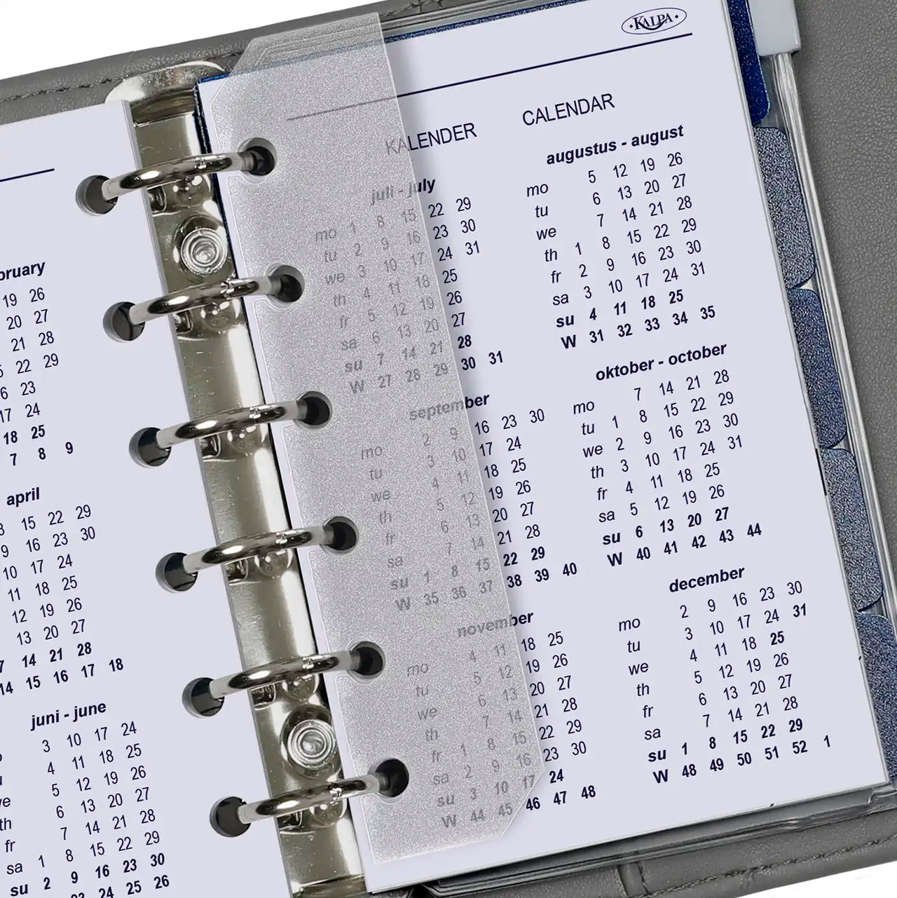 Complete refill with tabsheets, page separator, adddress set and agenda for Pocket organizer - 125 x 80 mm - Year Calendar View