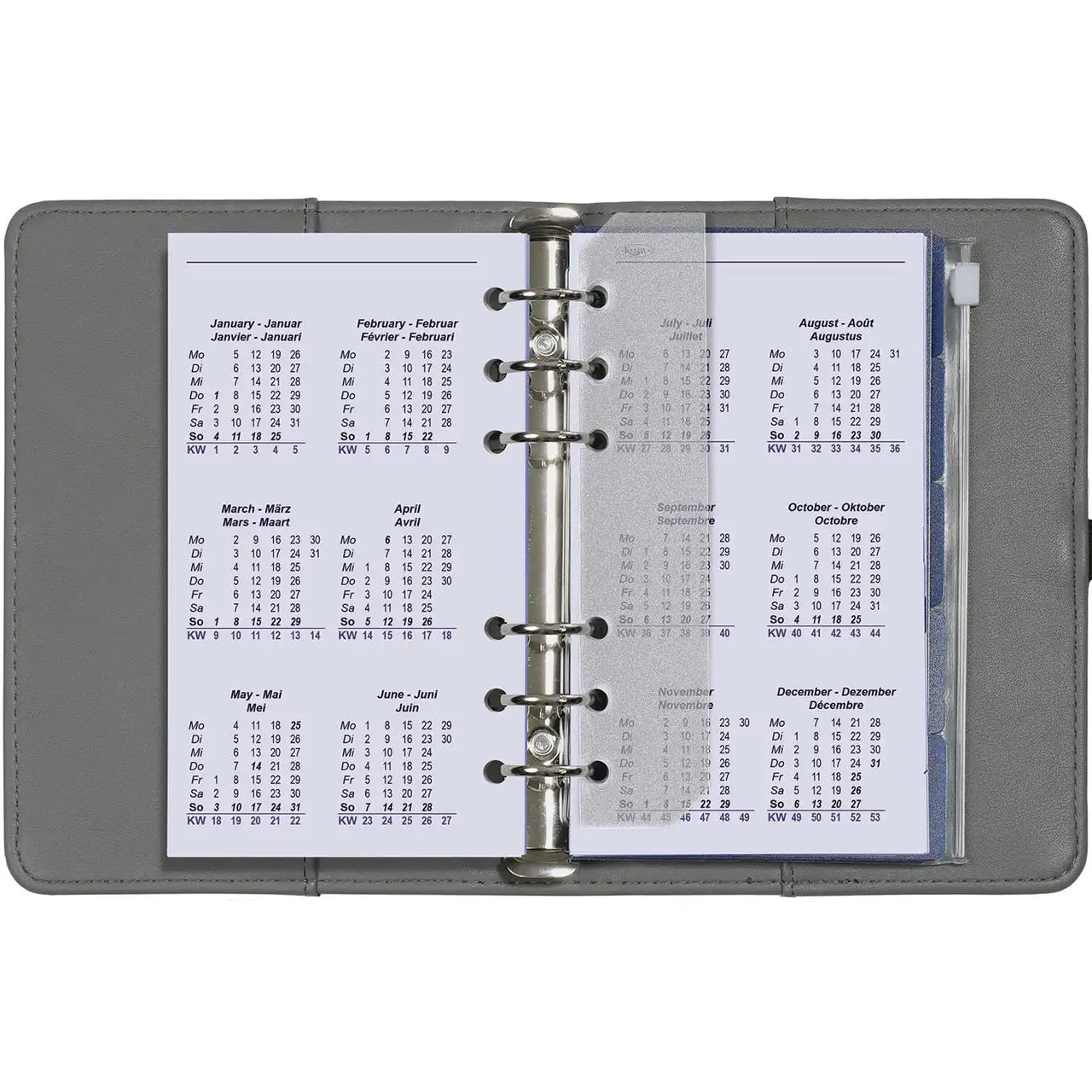 6316-26-27-28-29 170 x 95 mm Personal Binder Agenda Refills Complete Set Weekly EN DE FR NL 2026 2027 2028 2029