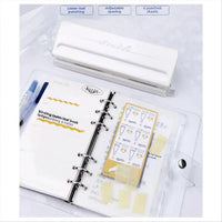 Adjustable 6-Hole Punch – Metal Loose-Leaf Binder Puncher for A5, A6, and Personal Planners (white)