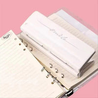 Adjustable 6-Hole Punch – Metal Loose-Leaf Binder Puncher for A5, A6, and Personal Planners (white)