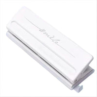 Adjustable 6-Hole Punch – Metal Loose-Leaf Binder Puncher for A5, A6, and Personal Planners (white)